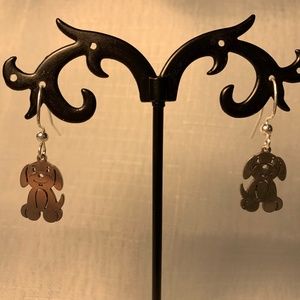 NWT Handmade Silver Tone Pierced Dog Earrings!